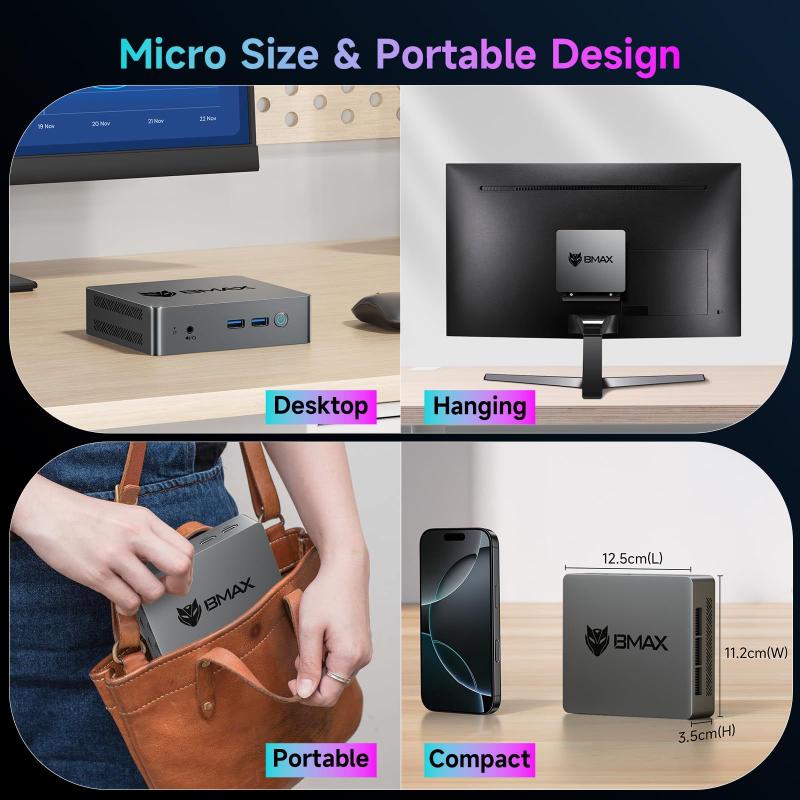 Mini PC Bmax B3 Pro Intel N4500 8GB RAM 256GB SSD 4K Duplo - Mini